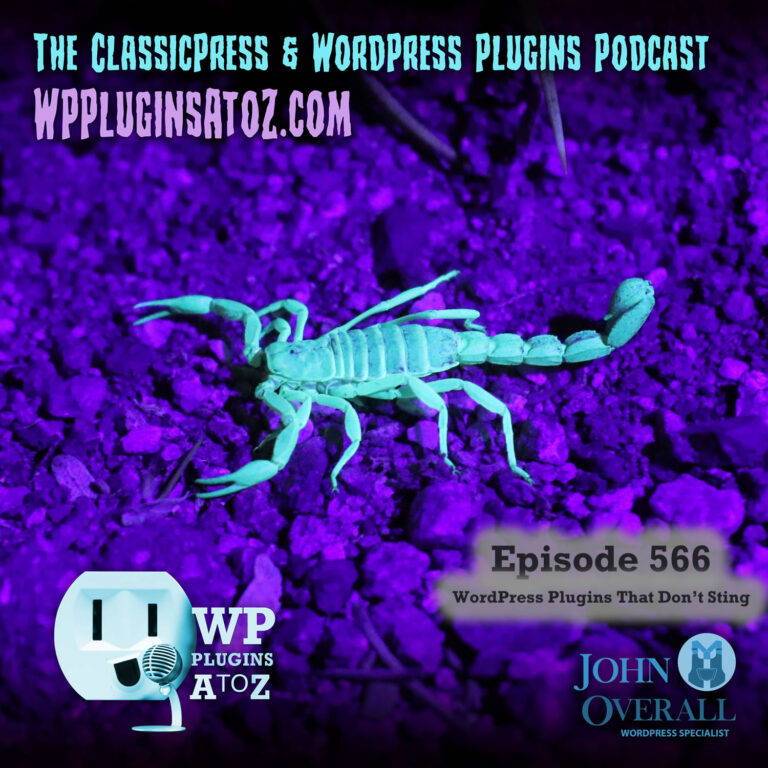 It's Episode 566 and we have plugins for Gravity Poet-3, No Spam Bee, Caddy Commerce, Effecting Herds, Random Sentences, Oiking... and ClassicPress Options. It's all coming up on WordPress Plugins A-Z!